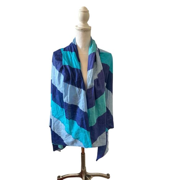 La Redoute Cotton Pareo Scarf Vacation Cover Up Turquoise Blue - Picture 1 of 6